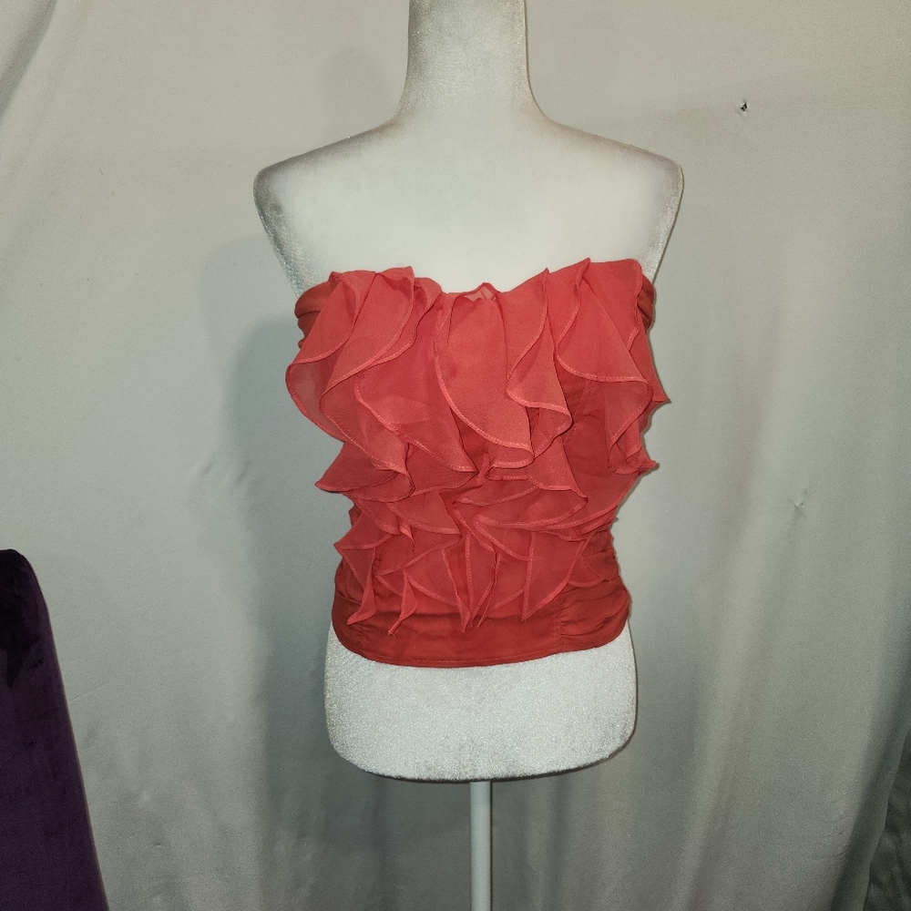 Elegant Ruffled Coral Women's Top